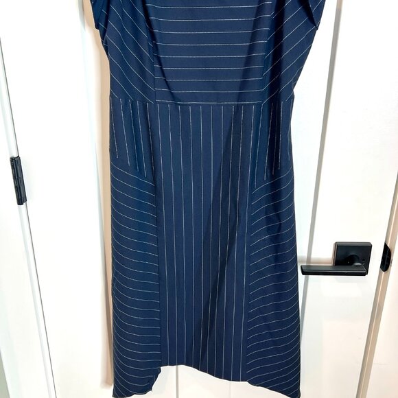 Banana Republic Nautical Pinstripe Handkerchief Hem Fit + Flare Dress Size 10 - Picture 4 of 7